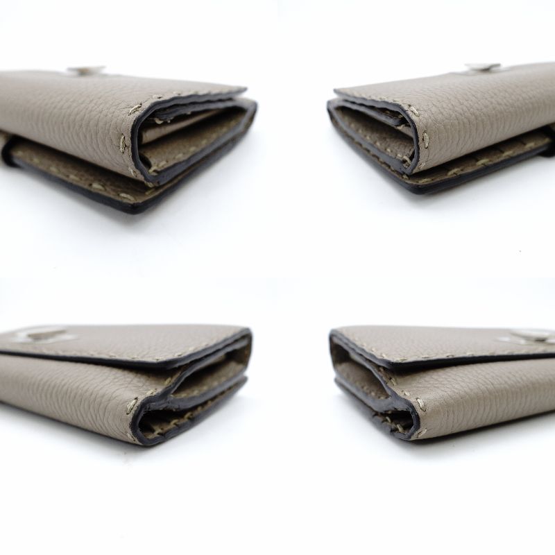 FENDI Celeria Peekaboo Long Wallet Leather Beige Silver Hardware With Box 7-11-416