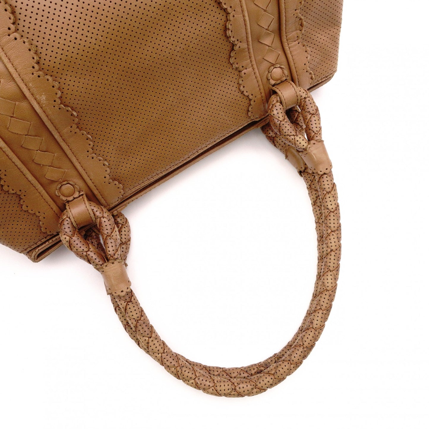 BOTTEGAVENETA Perforated Handbag, Leather, Brown, Women's