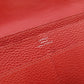 HERMES Dogon GM Long Wallet Red-Tone Leather T-Stamp Silver Hardware Red Wallet Women's 7-12-151