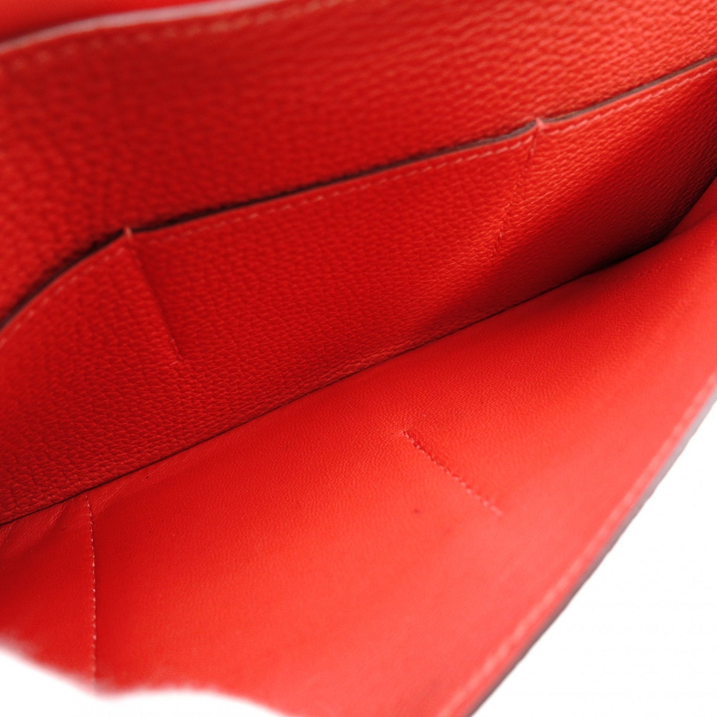 HERMES Dogon GM Long Wallet Red-Tone Leather T-Stamp Silver Hardware Red Wallet Women's 7-12-151