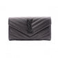 YVES SAINT LAURENT Cassandra Long Wallet, Chevron Leather, Black, Women's