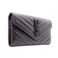 YVES SAINT LAURENT Cassandra Long Wallet, Chevron Leather, Black, Women's