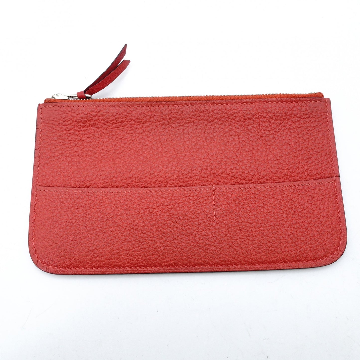 HERMES Dogon GM Long Wallet Red-Tone Leather T-Stamp Silver Hardware Red Wallet Women's 7-12-151