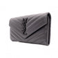YVES SAINT LAURENT Cassandra Long Wallet, Chevron Leather, Black, Women's
