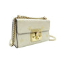 GUCCI Padlock Beestars Chain Shoulder Bag Beige Leather Crossbody 7-10-703