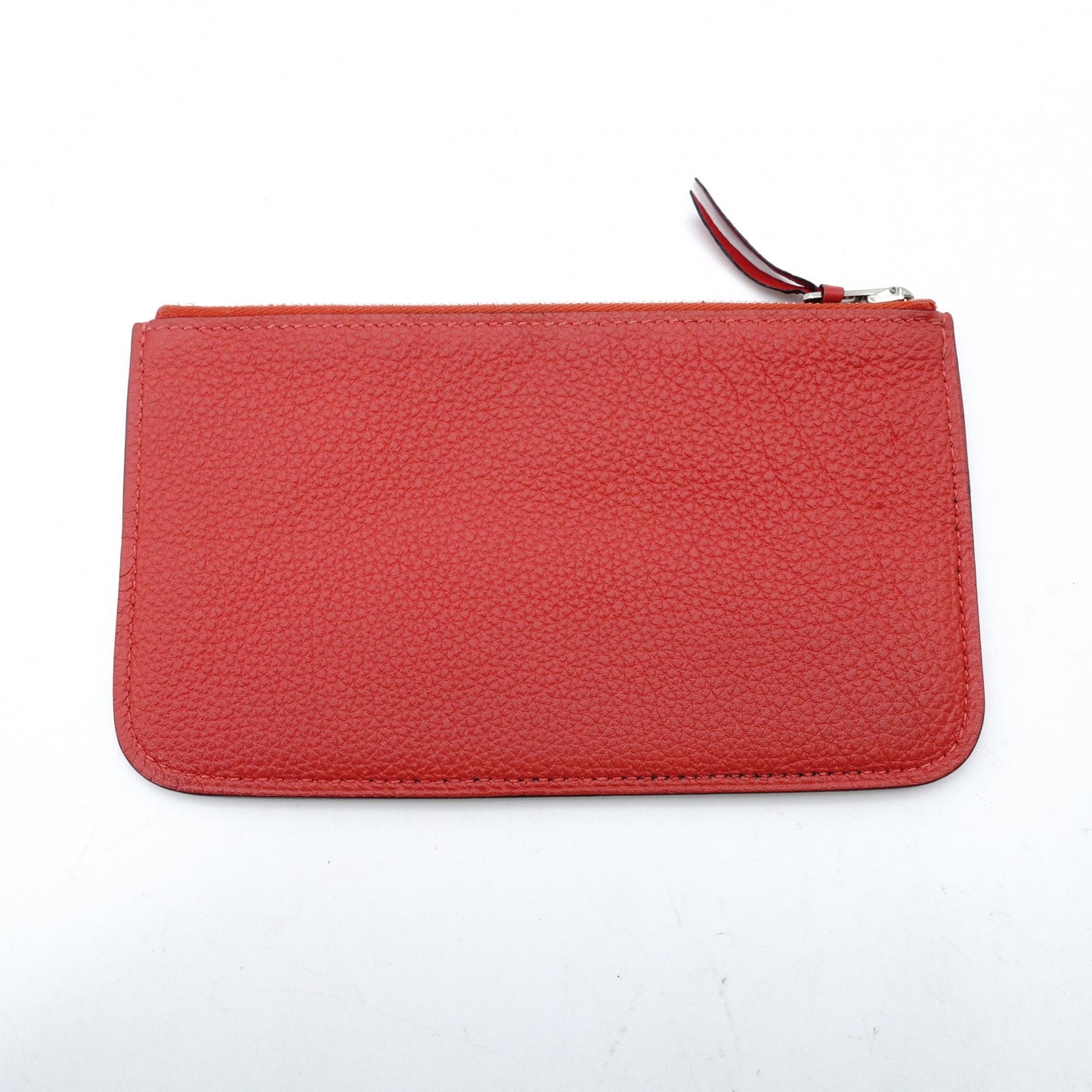 HERMES Dogon GM Long Wallet Red-Tone Leather T-Stamp Silver Hardware Red Wallet Women's 7-12-151