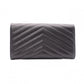 YVES SAINT LAURENT Cassandra Long Wallet, Chevron Leather, Black, Women's