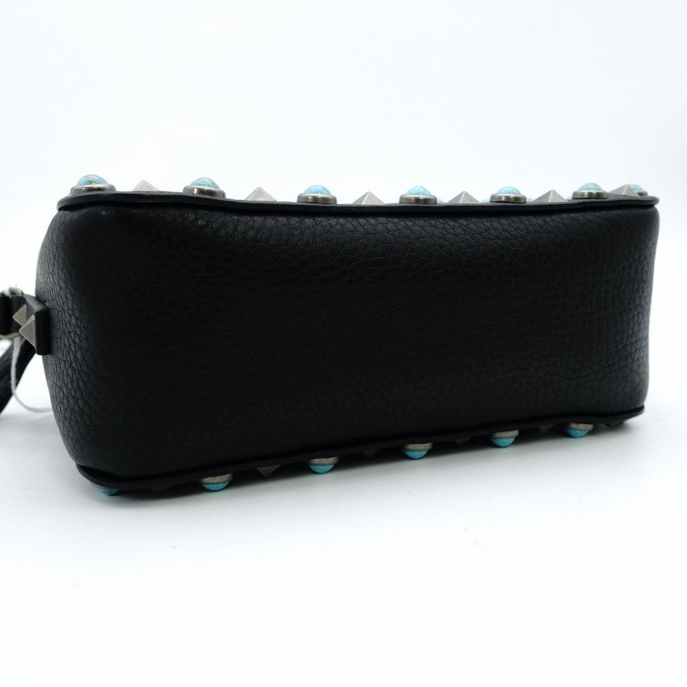 Valentino Garavani Black Camera Shoulder Bag with Studs and Turquoise Crossbody Bag (Product Code: 7-12-128)