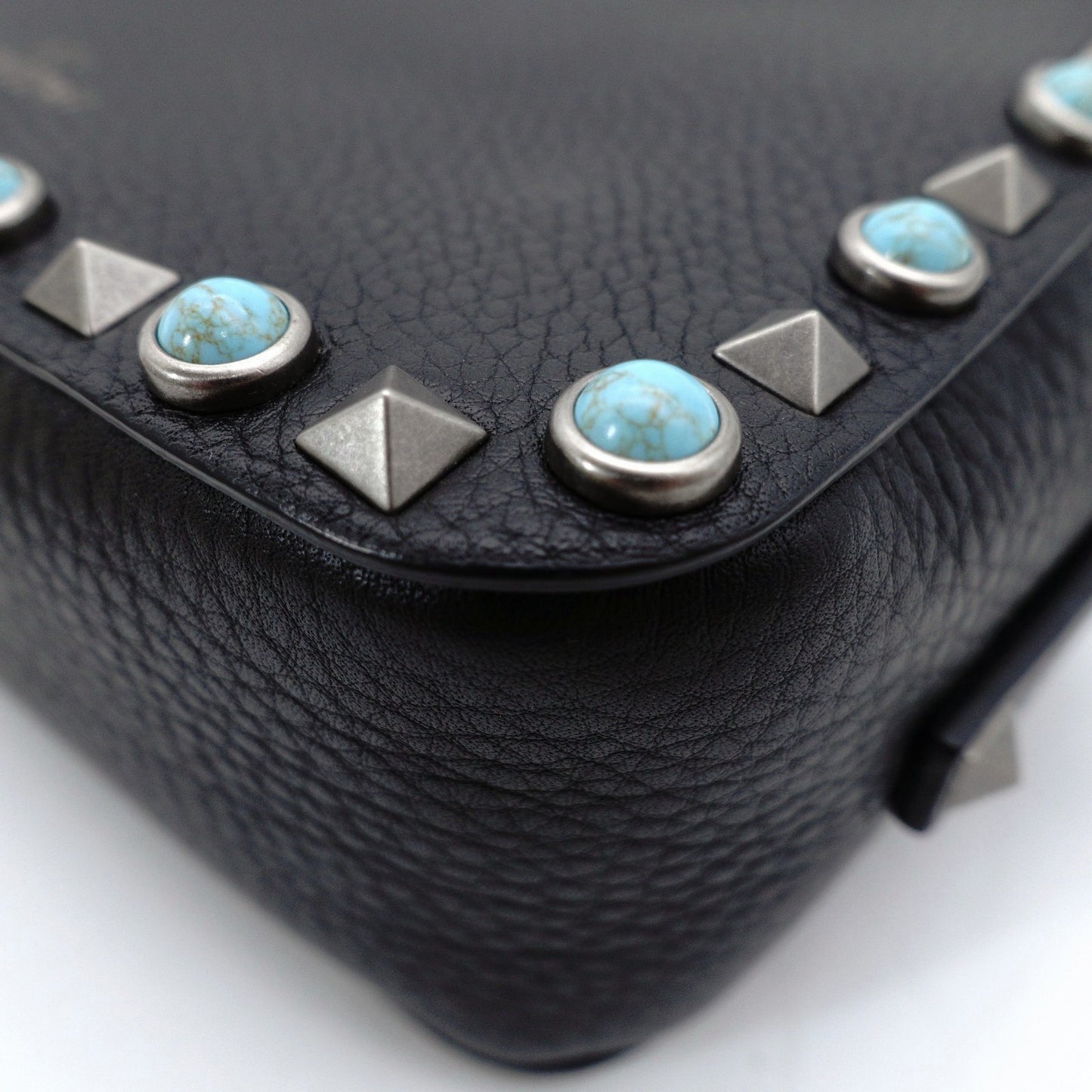 Valentino Garavani Black Camera Shoulder Bag with Studs and Turquoise Crossbody Bag (Product Code: 7-12-128)