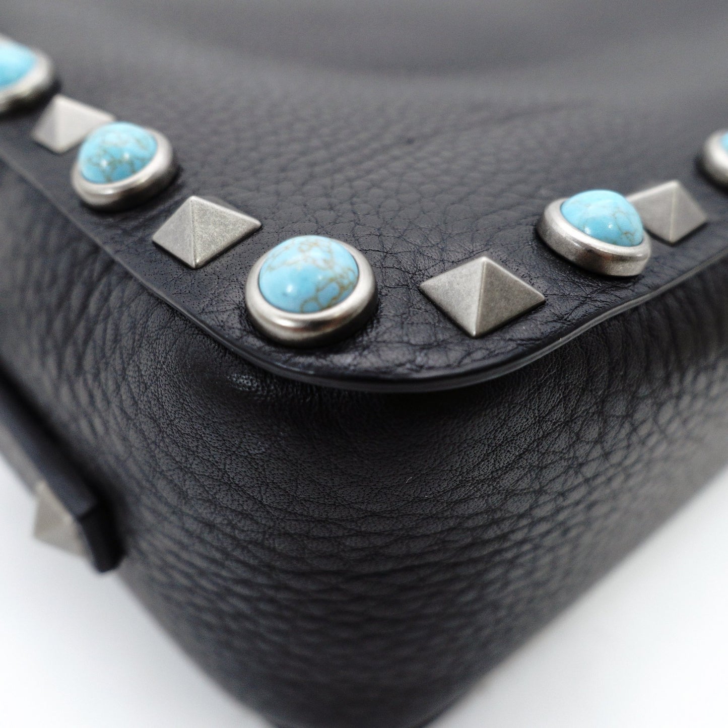 Valentino Garavani Black Camera Shoulder Bag with Studs and Turquoise Crossbody Bag (Product Code: 7-12-128)