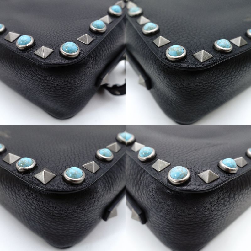 Valentino Garavani Black Camera Shoulder Bag with Studs and Turquoise Crossbody Bag (Product Code: 7-12-128)
