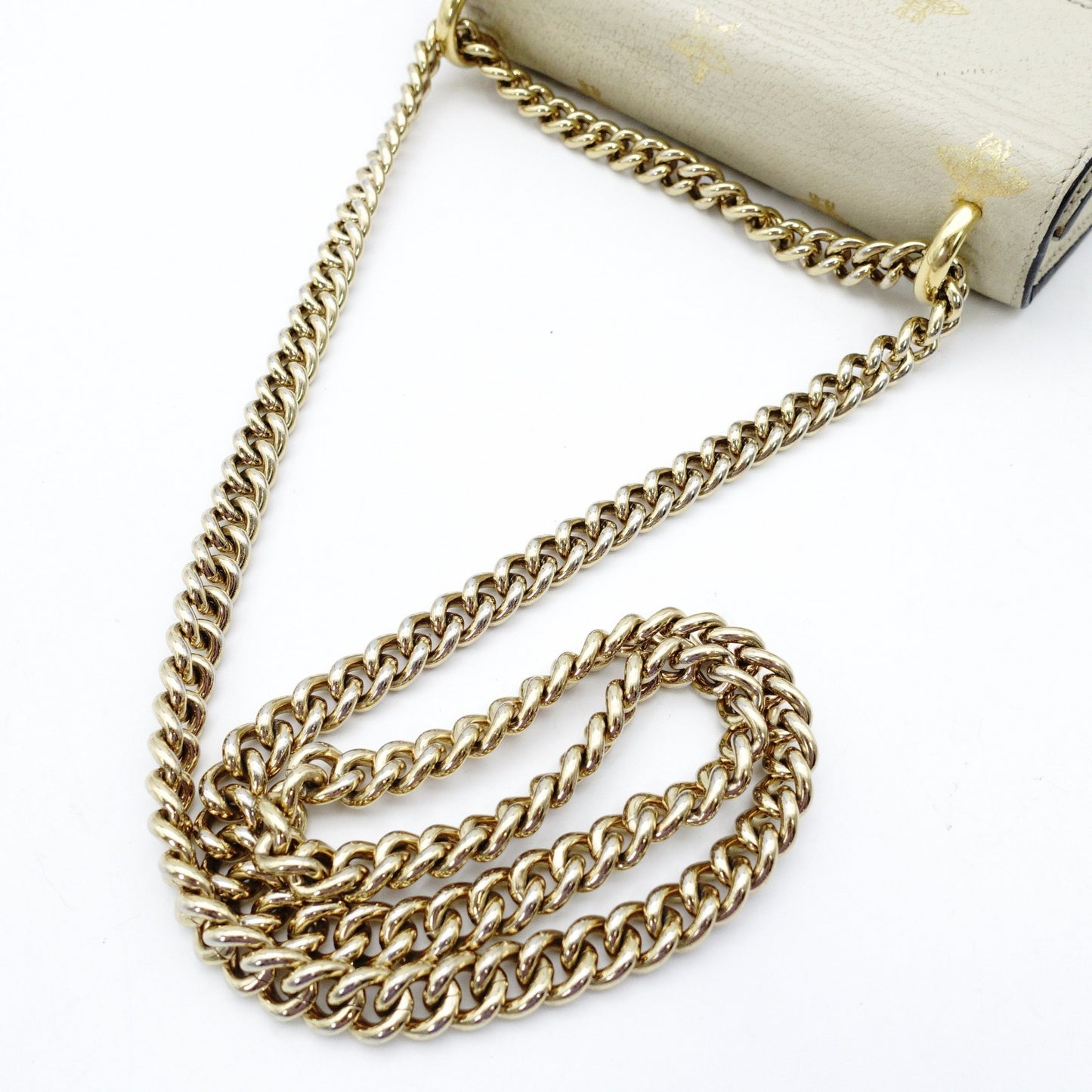 GUCCI Padlock Beestars Chain Shoulder Bag Beige Leather Crossbody 7-10-703