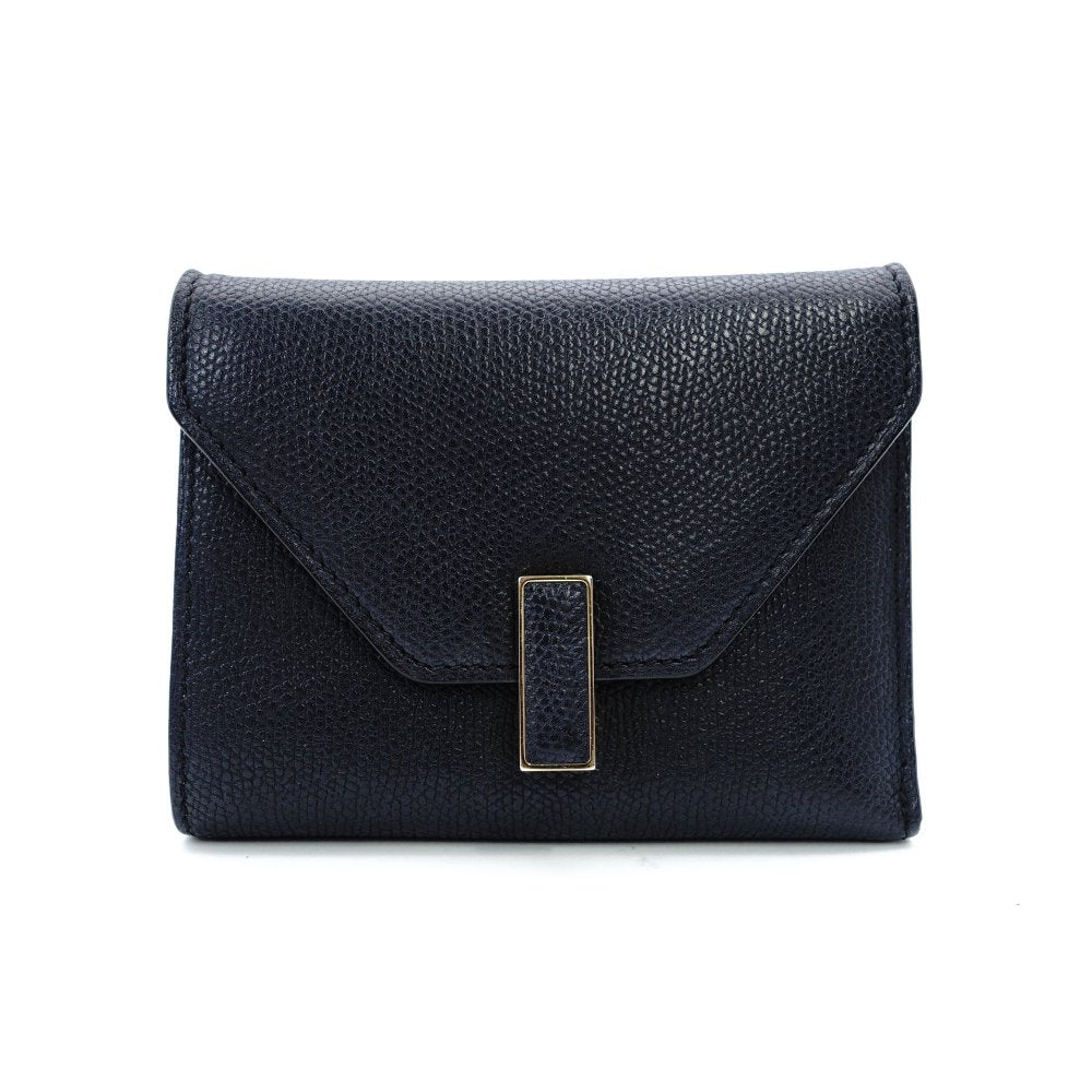 Valextra Izyde Compact Wallet Leather Black Fold Wallet Men's Wallet 7-12-166