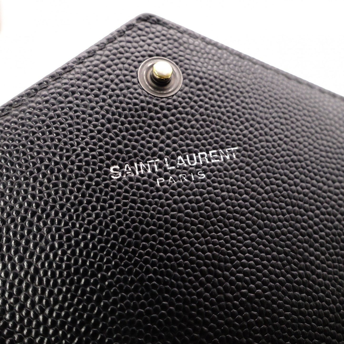 YVES SAINT LAURENT Cassandra Long Wallet, Chevron Leather, Black, Women's
