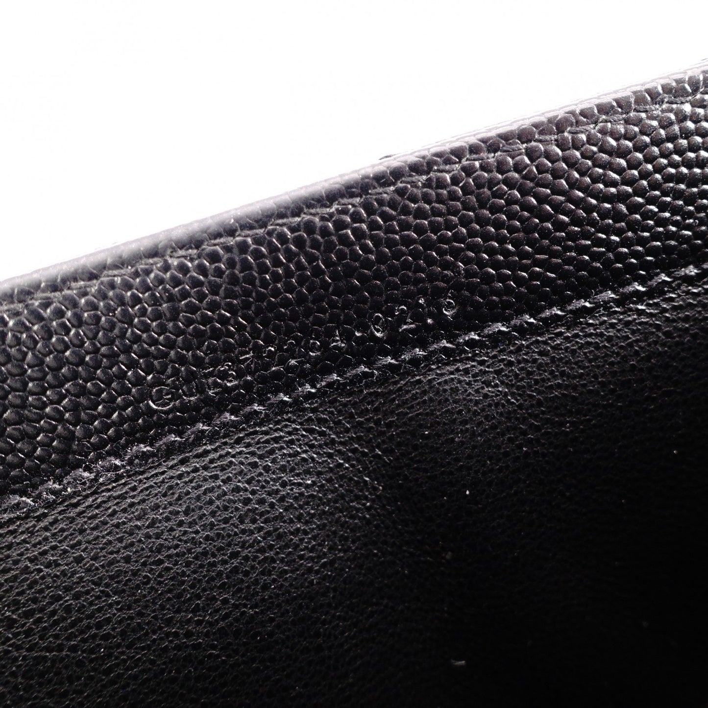 YVES SAINT LAURENT Cassandra Long Wallet, Chevron Leather, Black, Women's