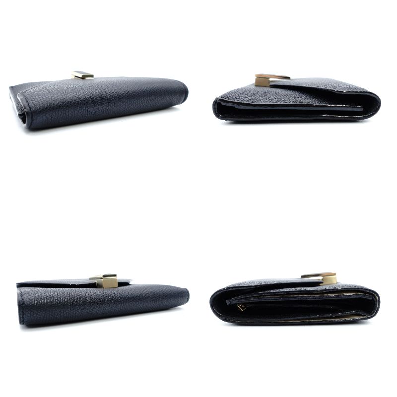 Valextra Izyde Compact Wallet Leather Black Fold Wallet Men's Wallet 7-12-166