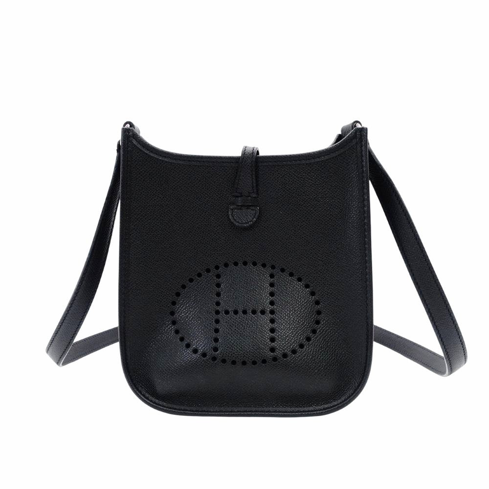 Hermès Evelyn TPM Black Shoulder Bag Black Leather □H Stamped Crossbody 7-11-801