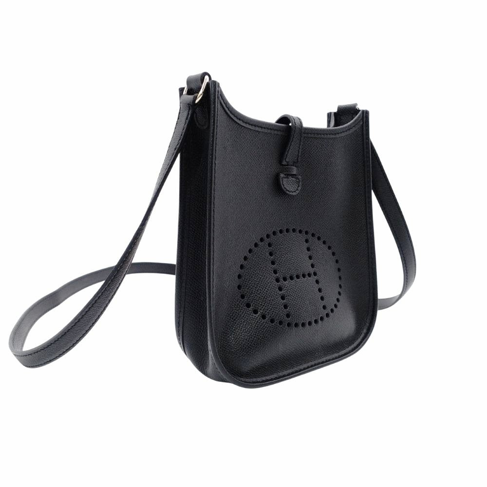 Hermès Evelyn TPM Black Shoulder Bag Black Leather □H Stamped Crossbody 7-11-801