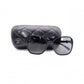 CHANEL Sunglasses, Plastic, Black, Ribbon, Gold Hardware