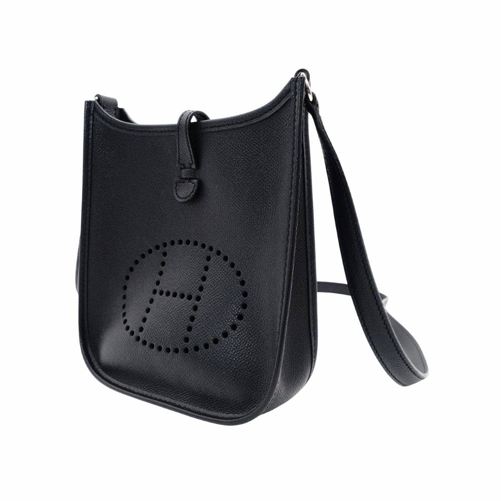 Hermès Evelyn TPM Black Shoulder Bag Black Leather □H Stamped Crossbody 7-11-801