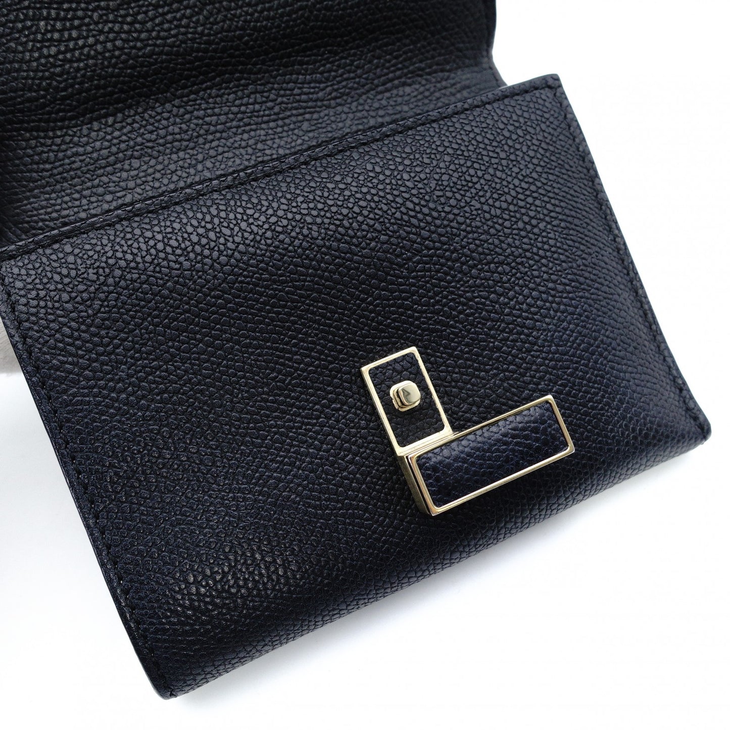 Valextra Izyde Compact Wallet Leather Black Fold Wallet Men's Wallet 7-12-166