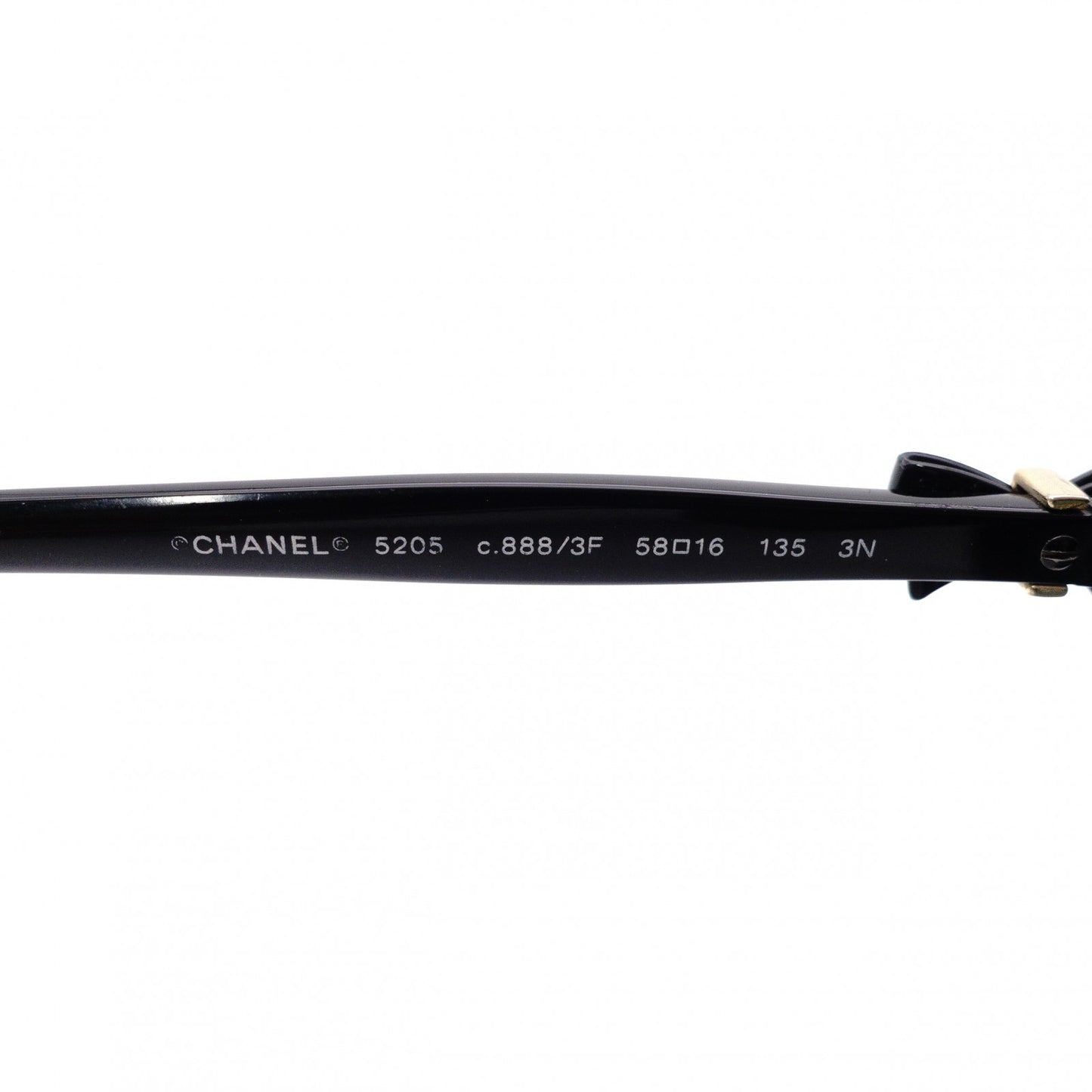 CHANEL Sunglasses, Plastic, Black, Ribbon, Gold Hardware