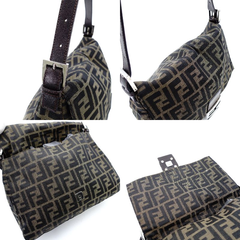 FENDI Zucca Mamma Bucket Zucca Handbag Brown × Black Shoulder Vintage 7-12-074