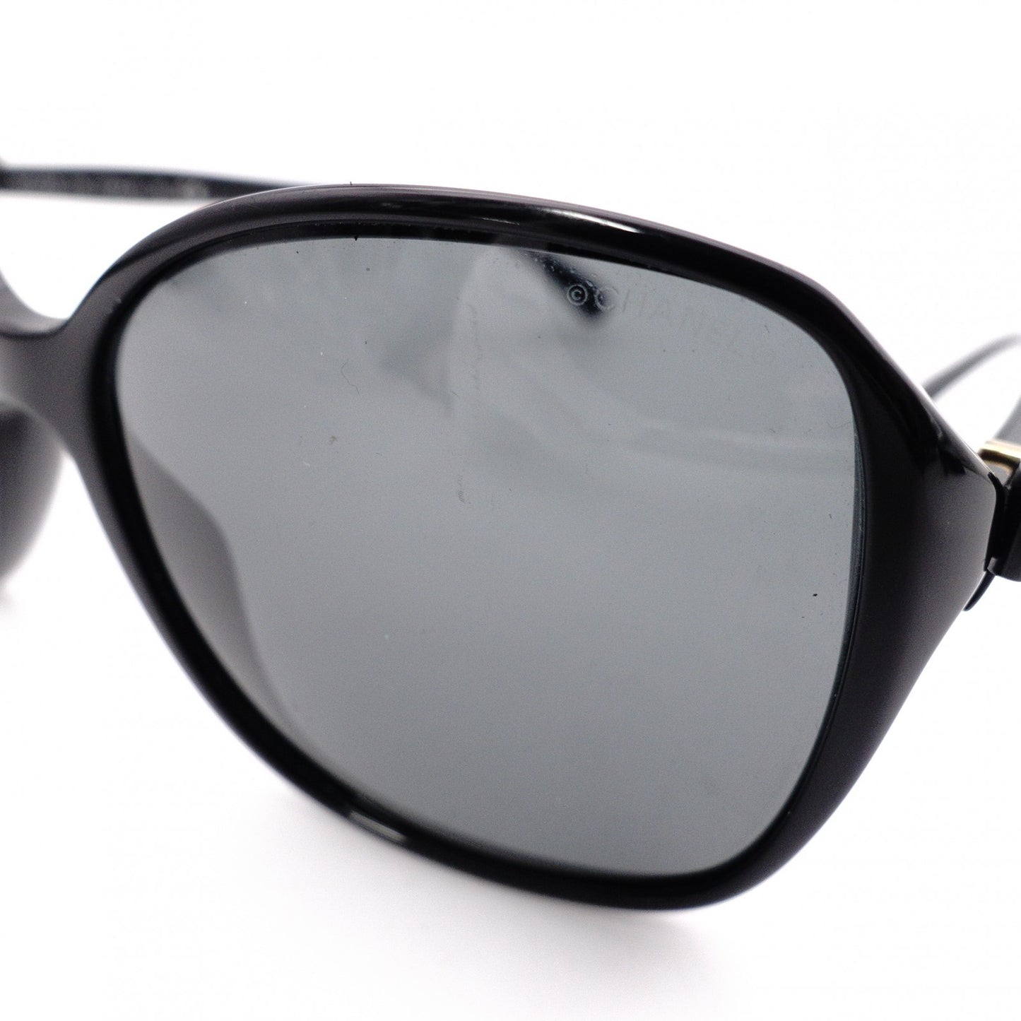 CHANEL Sunglasses, Plastic, Black, Ribbon, Gold Hardware