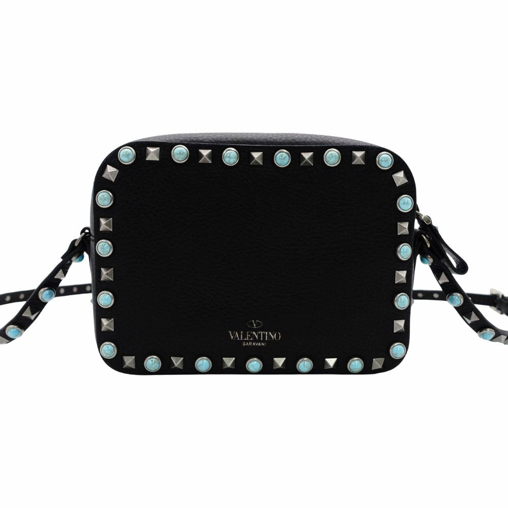 Valentino Garavani Black Camera Shoulder Bag with Studs and Turquoise Crossbody Bag (Product Code: 7-12-128)