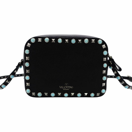 Valentino Garavani Black Camera Shoulder Bag with Studs and Turquoise Crossbody Bag (Product Code: 7-12-128)