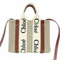CHLOE Woody Small Handbag Beige × Brown 2-Way Shoulder Canvas Leather 7-12-178
