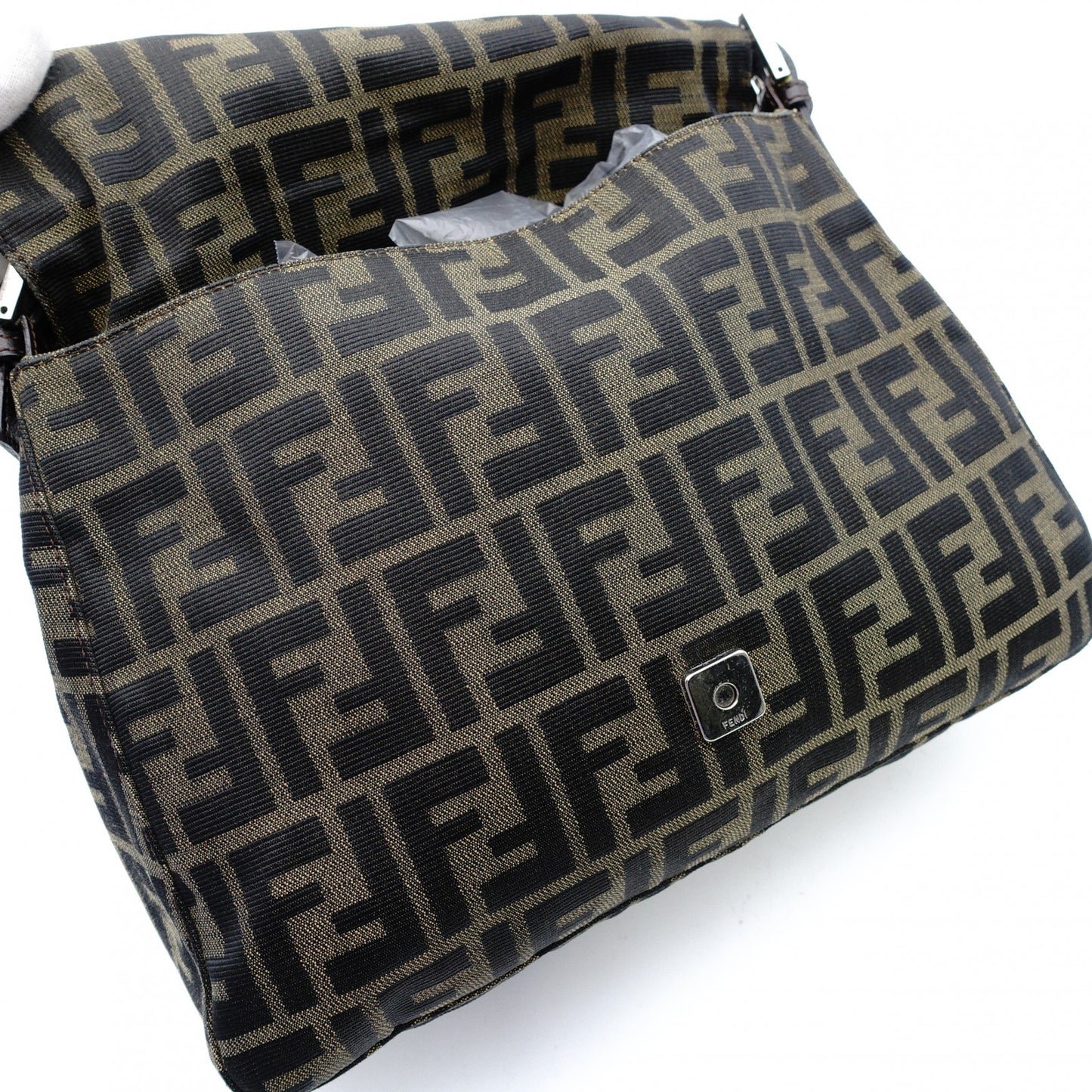 FENDI Zucca Mamma Bucket Zucca Handbag Brown × Black Shoulder Vintage 7-12-074