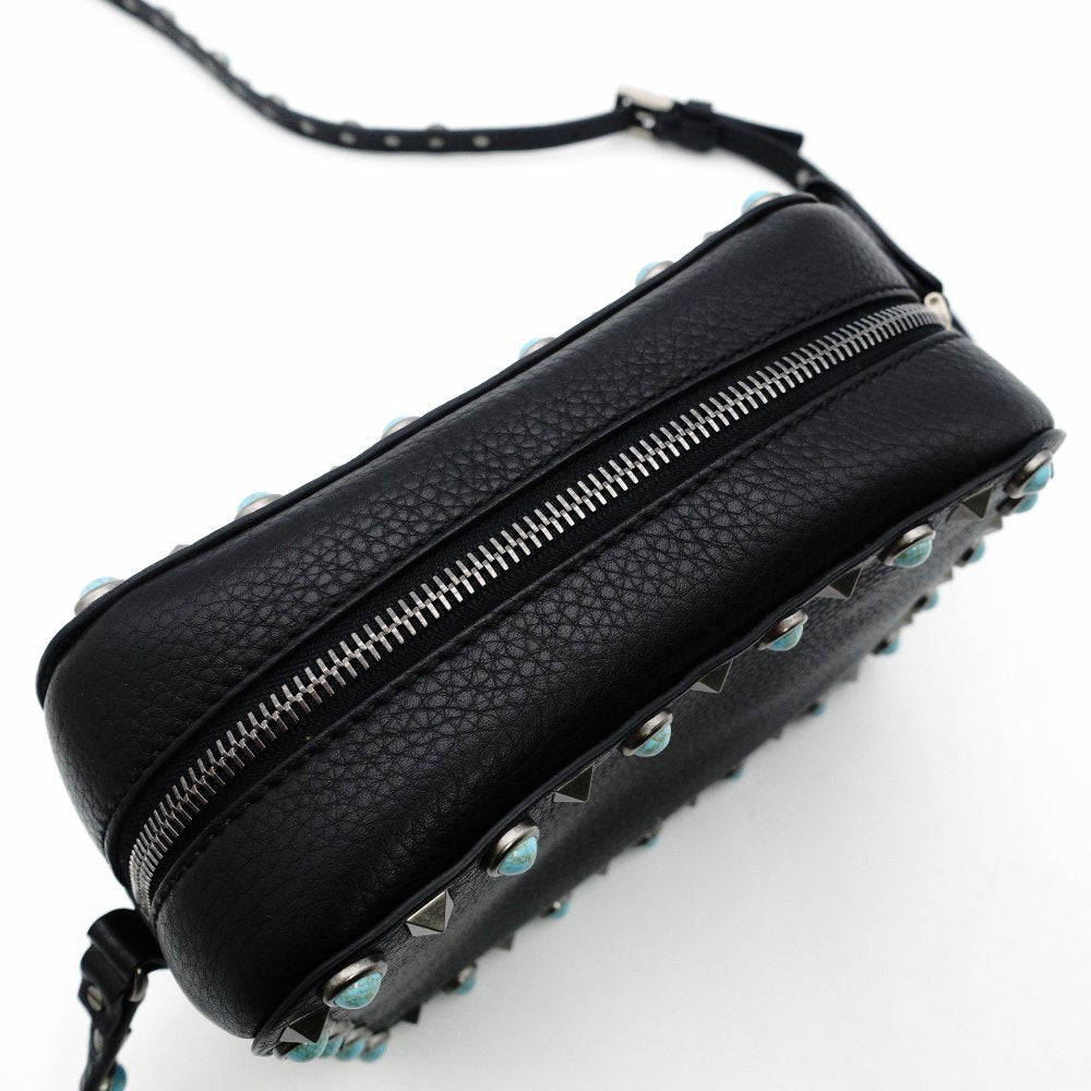 Valentino Garavani Black Camera Shoulder Bag with Studs and Turquoise Crossbody Bag (Product Code: 7-12-128)