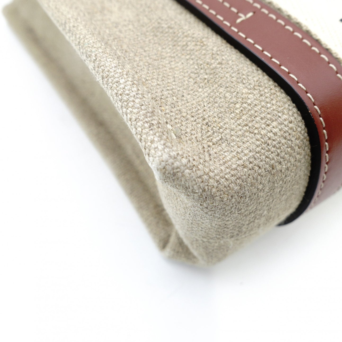 CHLOE Woody Small Handbag Beige × Brown 2-Way Shoulder Canvas Leather 7-12-178