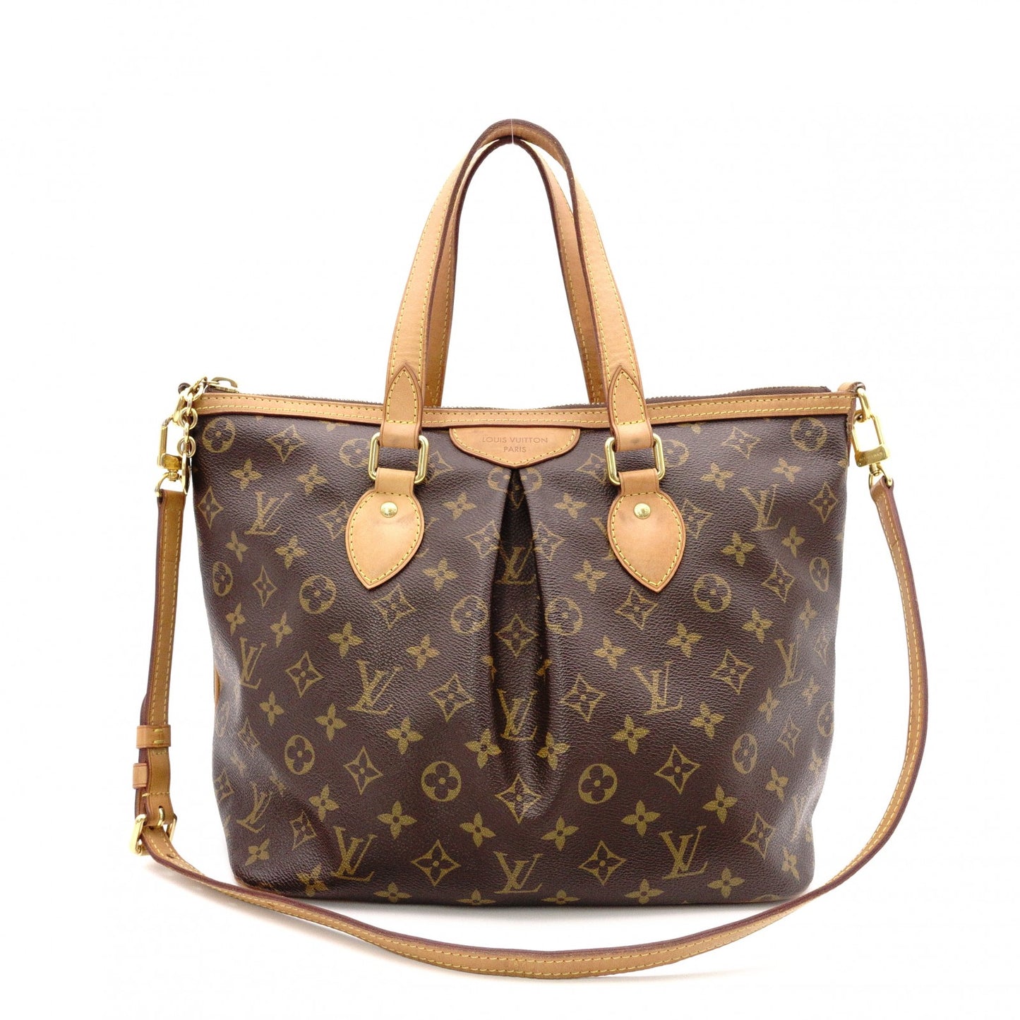 LOUIS VUITTON Palermo PM Monogram Handbag, 2-Way PVC/Leather, Brown, Women's