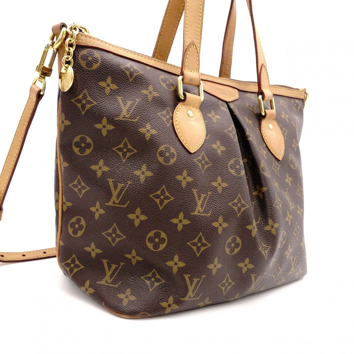 LOUIS VUITTON Palermo PM Monogram Handbag, 2-Way PVC/Leather, Brown, Women's