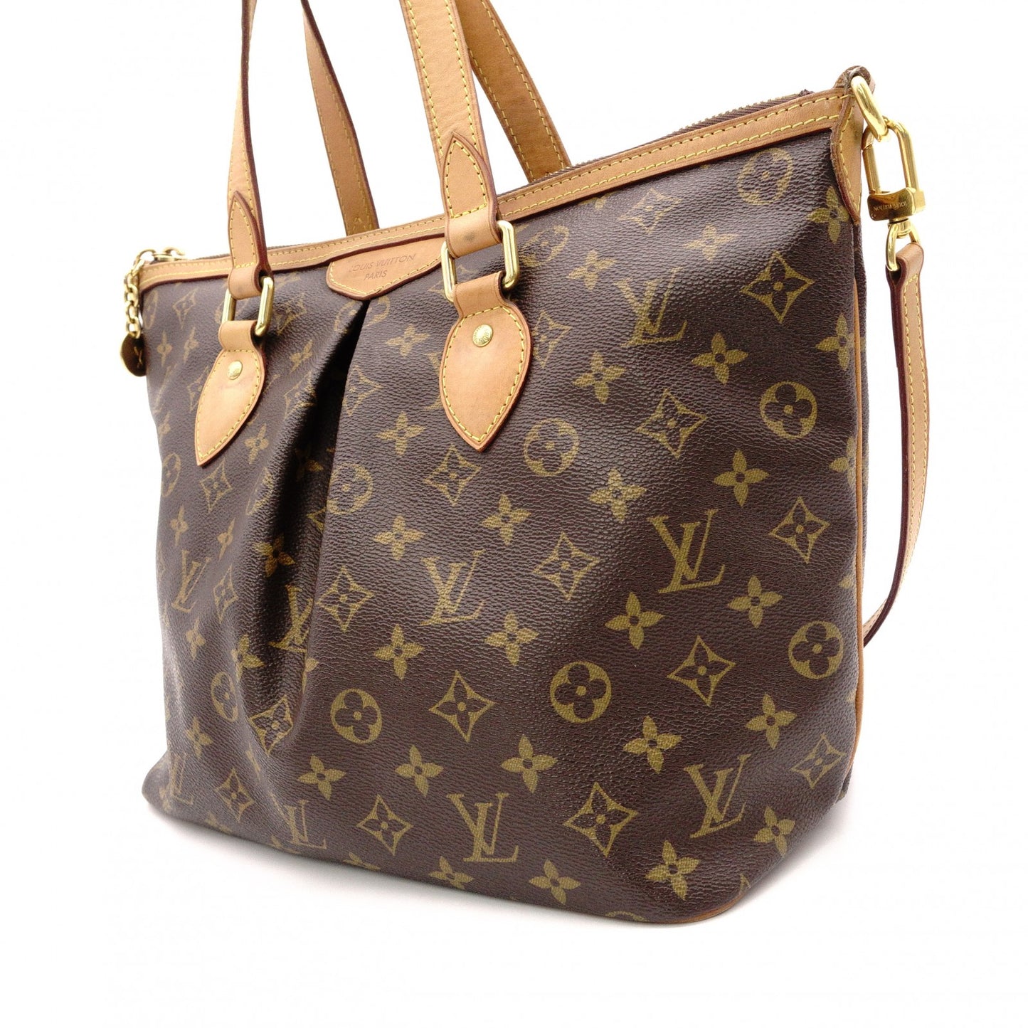 LOUIS VUITTON Palermo PM Monogram Handbag, 2-Way PVC/Leather, Brown, Women's