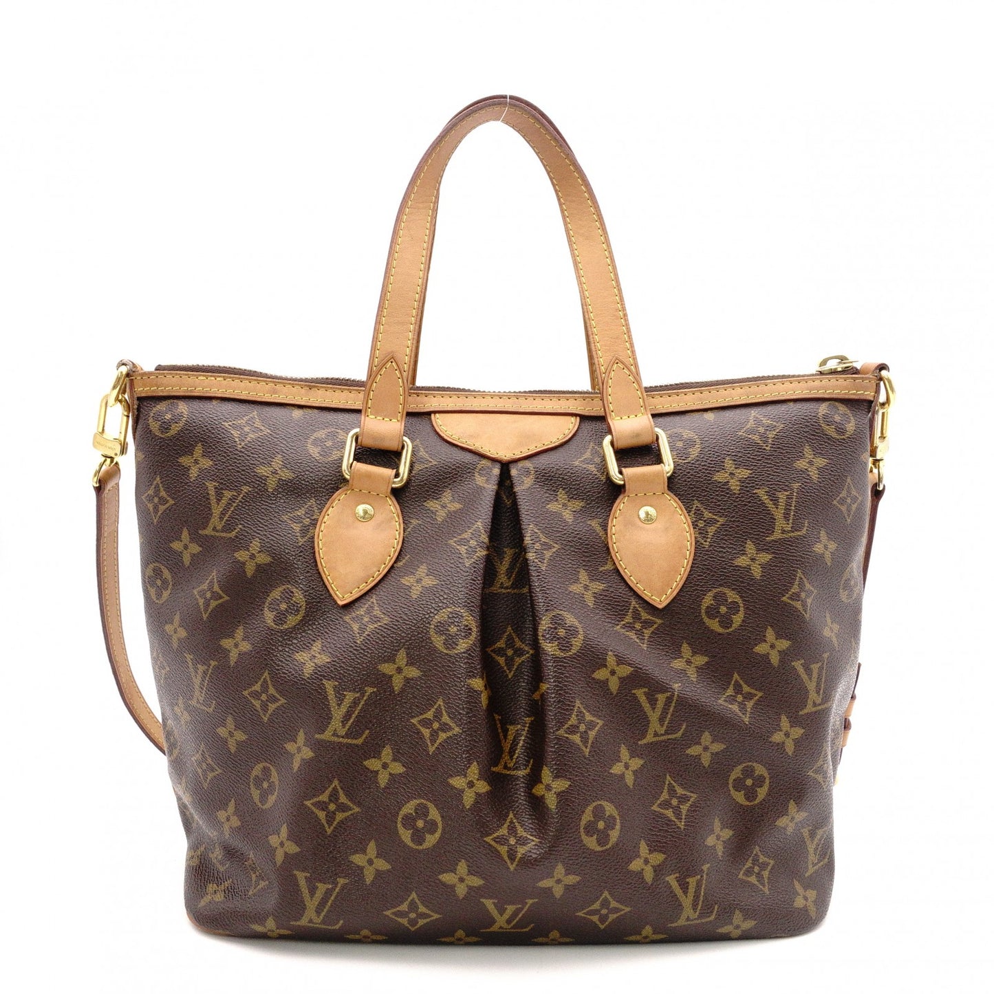 LOUIS VUITTON Palermo PM Monogram Handbag, 2-Way PVC/Leather, Brown, Women's