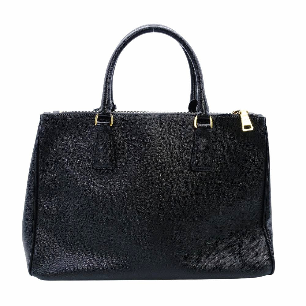 PRADA Galleria Handbag Black Leather Handbag Black 2-Way Gold Hardware Shoulder 7-12-349