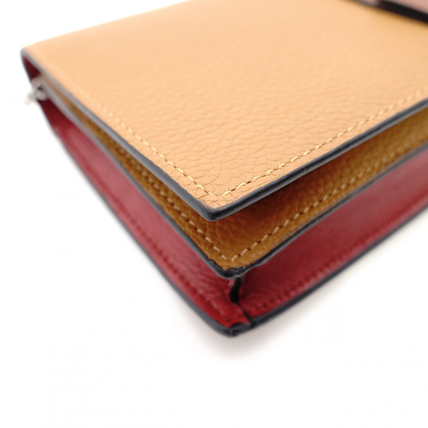 LOEWE Anagram Leather Chain Wallet Brown 2-Way Long Wallet Shoulder Bag 7-11-155