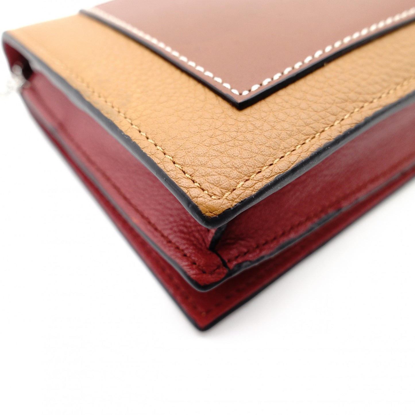 LOEWE Anagram Leather Chain Wallet Brown 2-Way Long Wallet Shoulder Bag 7-11-155