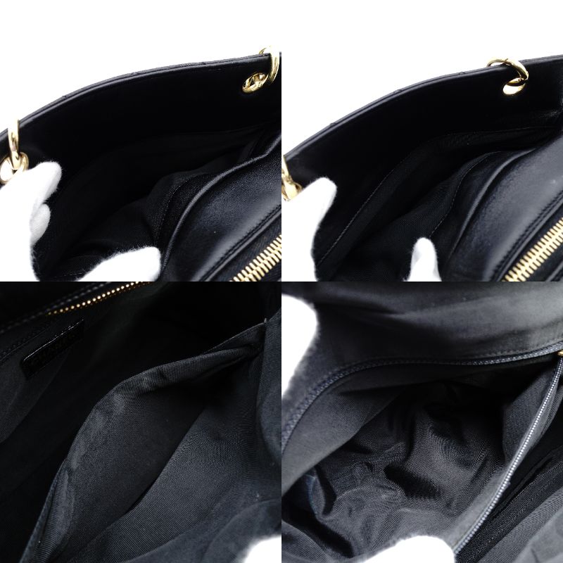 CHANEL Matelassé Lambskin Black Chain Shoulder Bag Black Leather Shoulder Gold Hardware 7-10-688