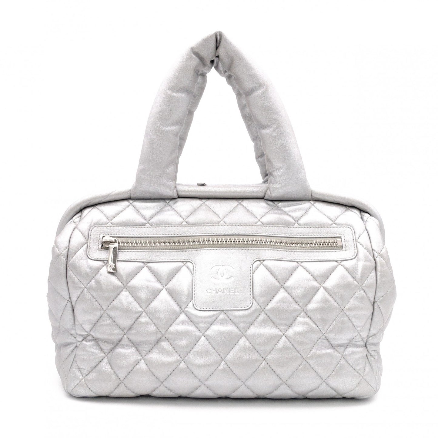 CHANEL Coco Cocoon Tote Bag, Leather, Silver, Shoulder Bag