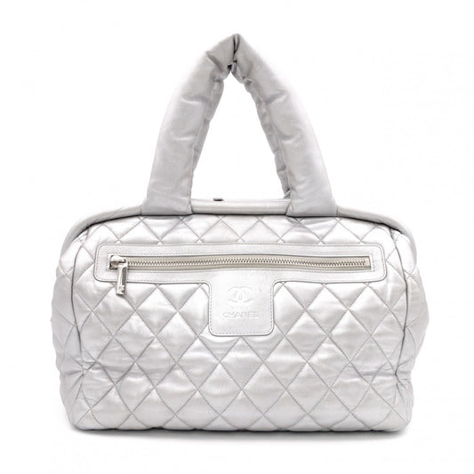 CHANEL Coco Cocoon Tote Bag, Leather, Silver, Shoulder Bag