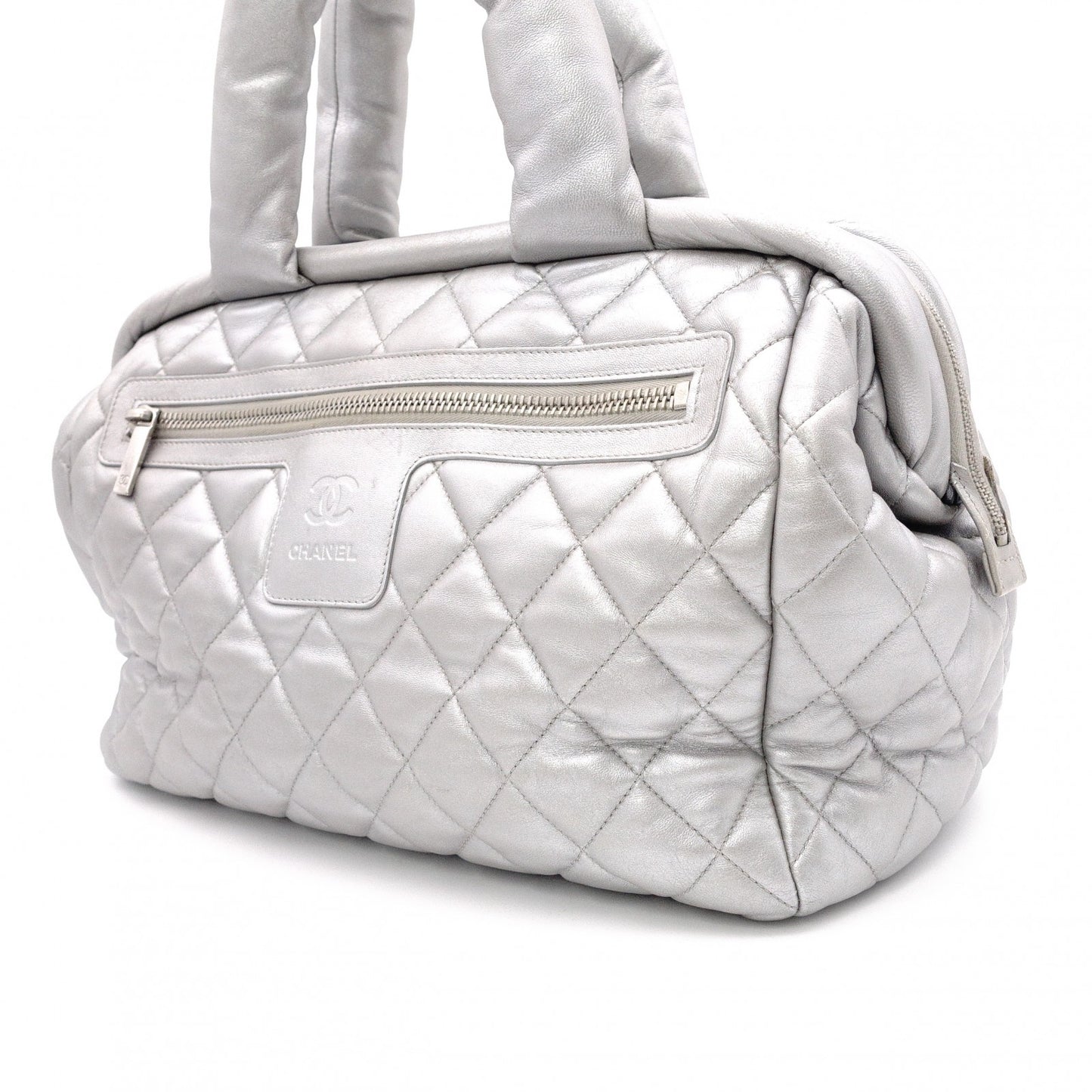 CHANEL Coco Cocoon Tote Bag, Leather, Silver, Shoulder Bag