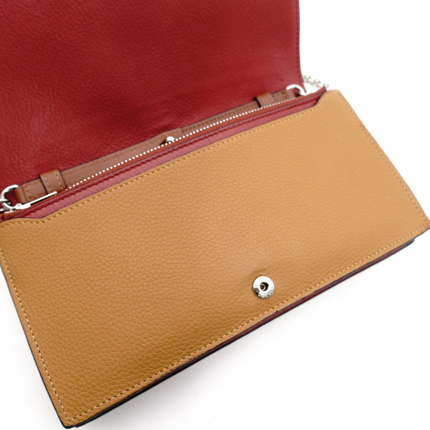 LOEWE Anagram Leather Chain Wallet Brown 2-Way Long Wallet Shoulder Bag 7-11-155