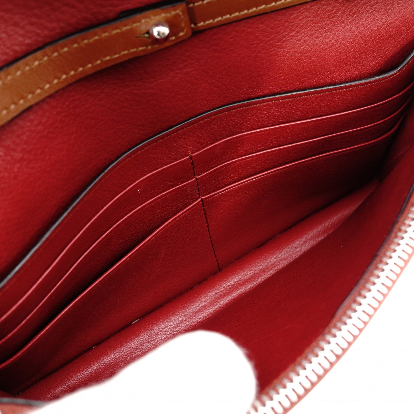 LOEWE Anagram Leather Chain Wallet Brown 2-Way Long Wallet Shoulder Bag 7-11-155