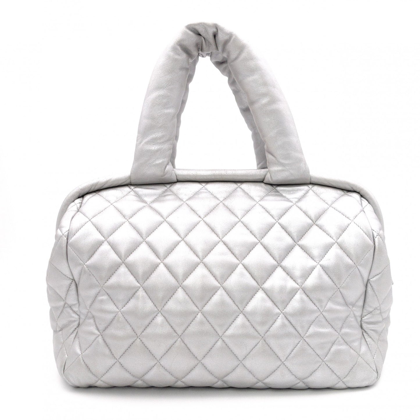 CHANEL Coco Cocoon Tote Bag, Leather, Silver, Shoulder Bag