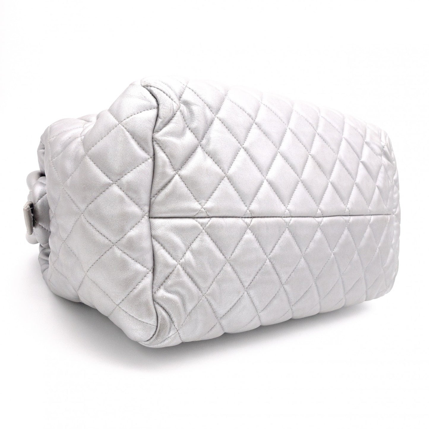 CHANEL Coco Cocoon Tote Bag, Leather, Silver, Shoulder Bag