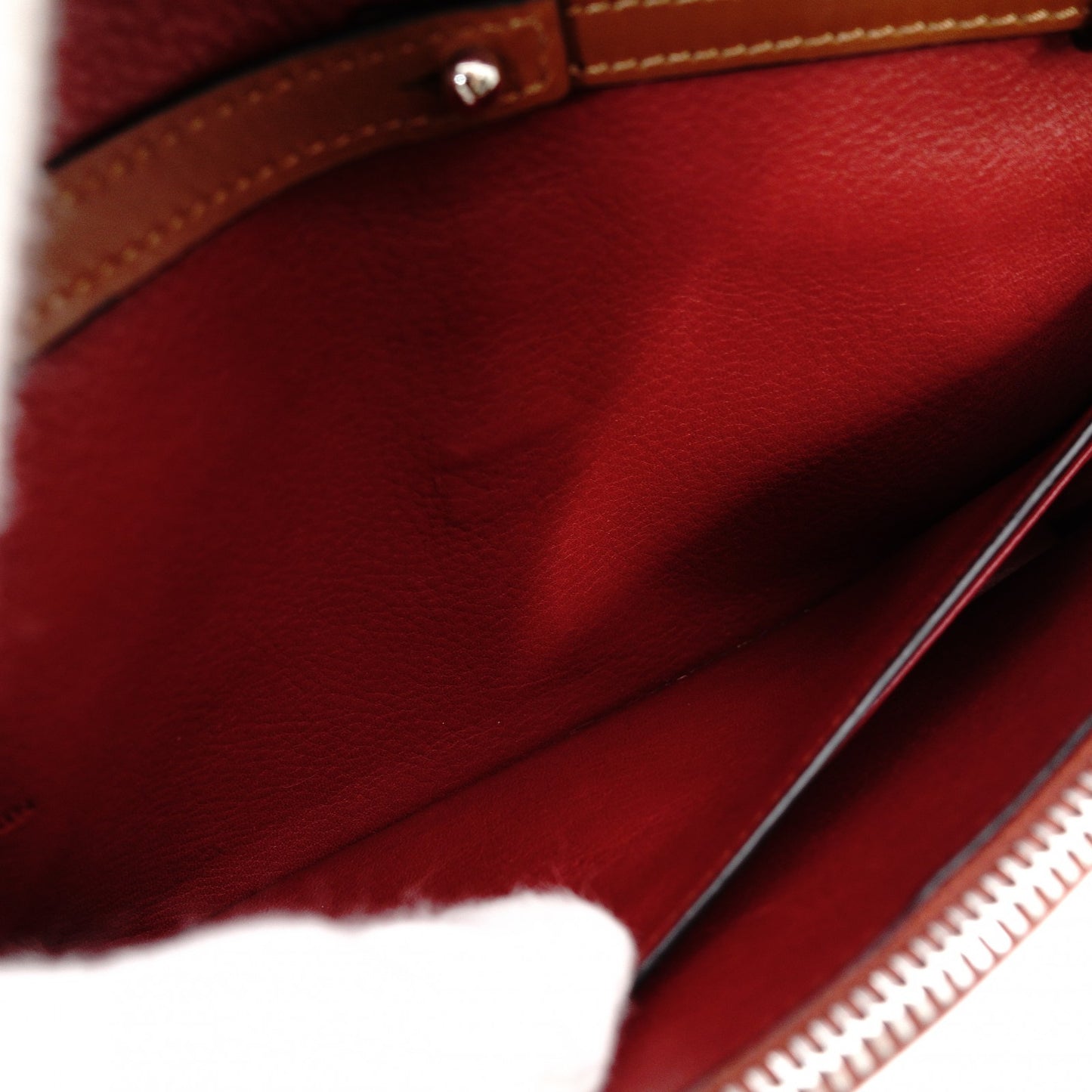 LOEWE Anagram Leather Chain Wallet Brown 2-Way Long Wallet Shoulder Bag 7-11-155
